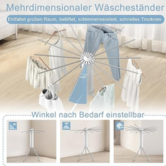 Foldable 360° Rotating Clothes Drying Stand | Aluminum Tripod Laundry Rack